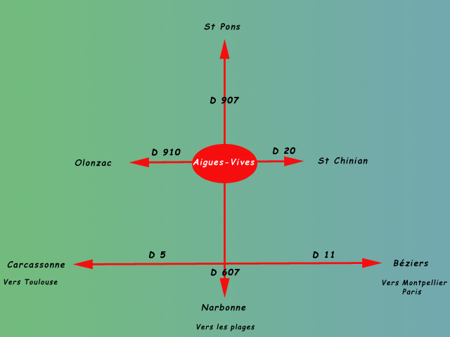 Plan d'accès Aigues-Vives Hérault